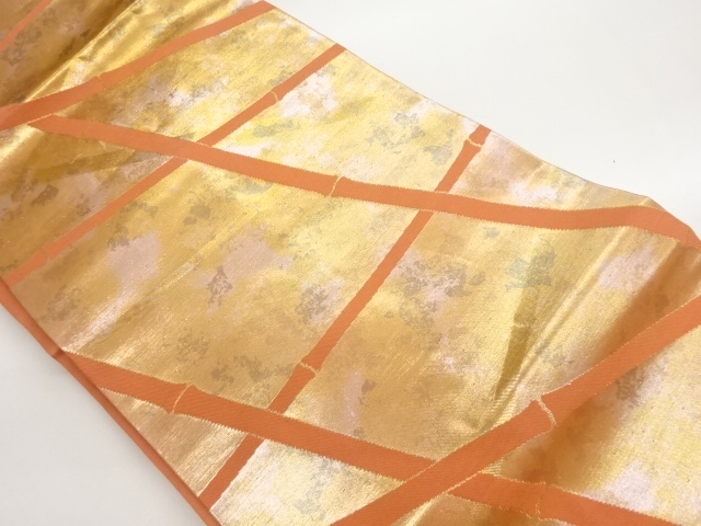 竹に抽象模様織出し名古屋帯